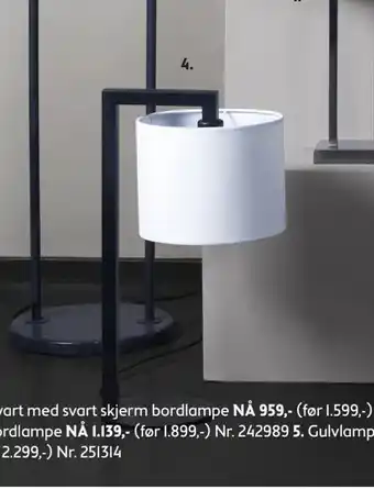 Bohus 4. avery svart m/natur skjerm bordlampe tilbud