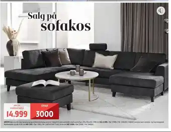 Bohus Arion hjørnesofa med sjeselong og endeavslutning venstre i tekstil amore antrasitt med svarte ben tilbud