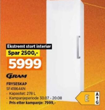 POWER Gram fryseskap tilbud