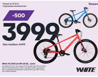XXL Sport White XC 240 Lite HD 1x8 22, Junior tilbud