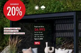 Fagmøbler Pergola med LED-Lys tilbud