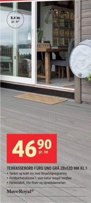 Montér Terrassebord Furu Uno Concise 28x120 MM KL 1 tilbud