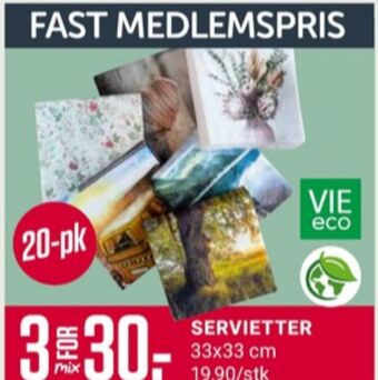 Europris Vie eco servietter tilbud