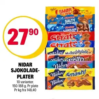 Coop Extra Nidar Sjokolade Plater tilbud