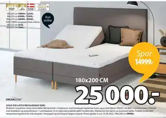 JYSK Gold E50 Latex Regulerbar Seng tilbud