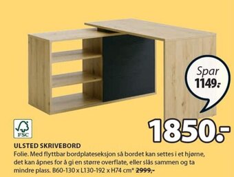 JYSK Ulsted Skrivebord tilbud