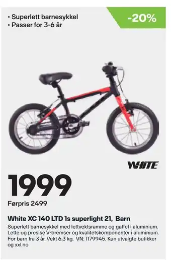 XXL Sport White xc 140 ltd 1s superlight 21, barn tilbud
