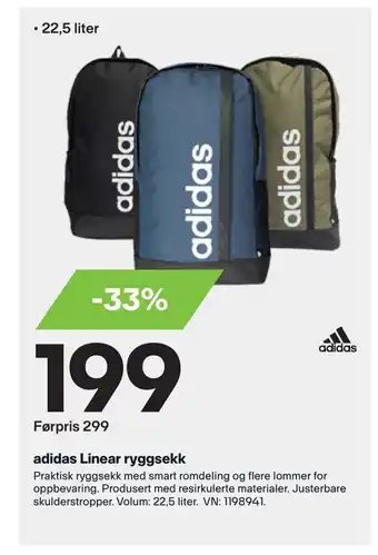 XXL Sport Adidas linear ryggsekk tilbud