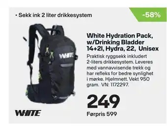 XXL Sport White hydration pack, w/drinking bladder 14+2l, hydra, 22, unisex tilbud