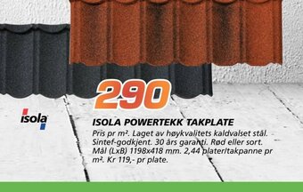 Coop Byggmix Isola Powertekk Takplate tilbud