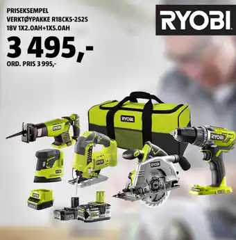 Bauhaus Ryobi Priseksempel Verktøypakke R18CK5-25S 18V tilbud