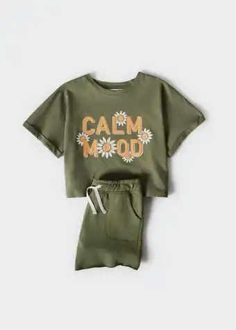 Mango T-skjorte cropped med trykk tilbud