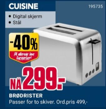 Europris Cuisine brødrister tilbud