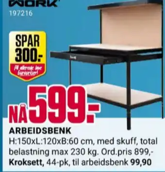 Europris Work arbeidsbenk tilbud
