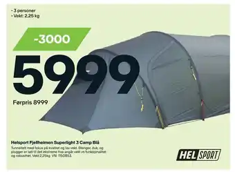 XXL Sport Helsport fjellheimen superlight 3 camp blå tilbud