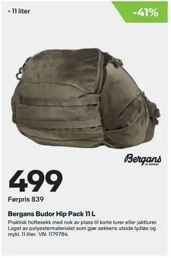 XXL Sport Bergans budor hip pack 11 l tilbud