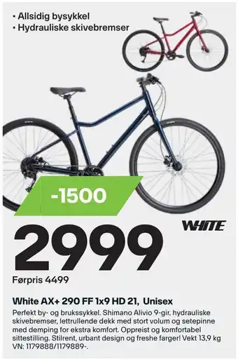 XXL Sport White ax+ 290 ff 1x9 hd 21, unisex tilbud