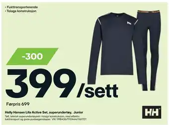 XXL Sport Helly hansen lifa active set, superundertøy, junior tilbud