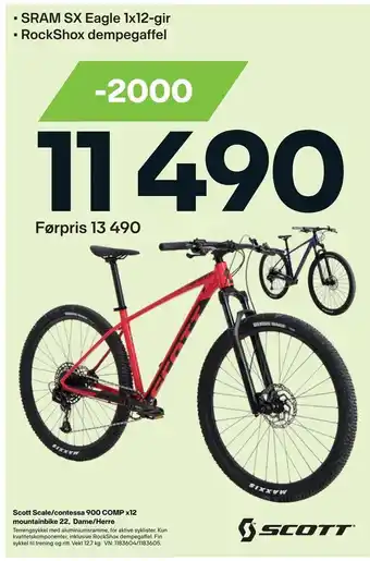 XXL Sport Scott scale/contessa 900 comp x12 mountainbike 22, dame/herre tilbud