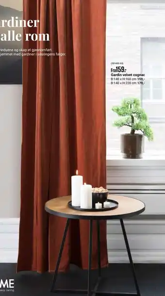 Europris Gardin velvet cognac tilbud