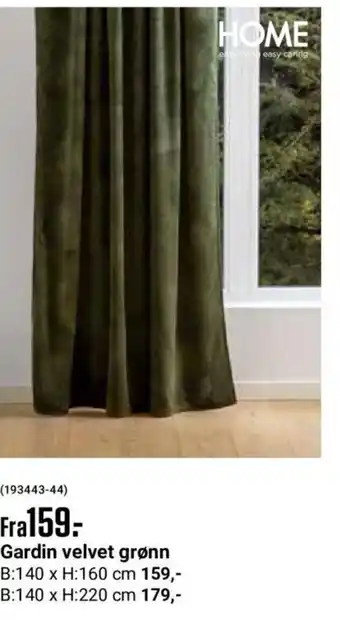 Gardin velvet grønn