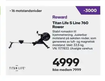 XXL Sport Titan Life S Line 760 Rower tilbud