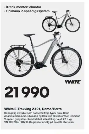 XXL Sport White E-trekkinh 2.1 21, dame/Herre tilbud