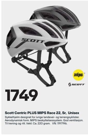 XXL Sport Scott Centric Plus Mips Race 22, Sr, Unisex tilbud