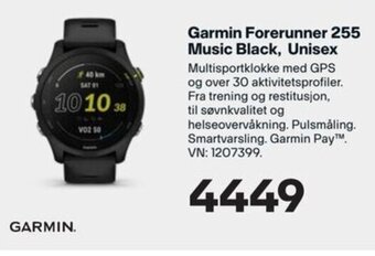 XXL Sport Garmin Forerunner 255 Music Black, Unisex tilbud