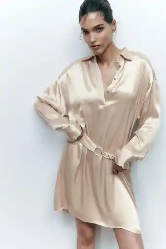 ZARA Satin shirt dress tilbud