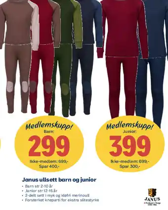 Coop Extra Janus Ullsett barn og Junior tilbud