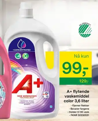 Felleskjøpet A+ flytende vaskemiddel color 3,6 liter tilbud