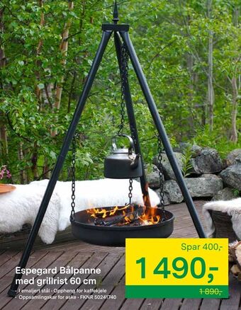 Felleskjøpet Espegard bålpanne med grillrist 60 cm tilbud