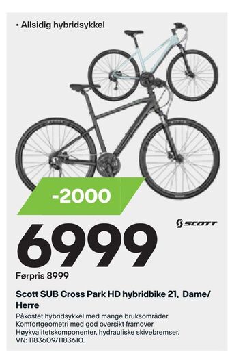 XXL Sport Scott sub cross park hd hybridbike 21, dame/ herre tilbud