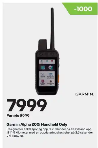 XXL Sport Garmin alpha 200i handheld only tilbud