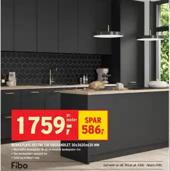 Montér Benkeplate Heltre Eik Ubehandlet 30x3620x635 MM tilbud