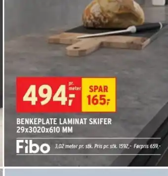 Montér Benkeplate Laminat Skifer 29x3020x610 MM tilbud