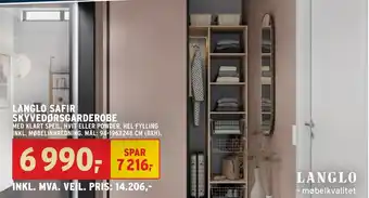 Montér Langlo Safir Skyvedørsgarderobe tilbud