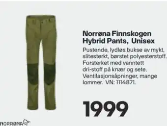 XXL Sport Norrøna Finnskogen Hybrid Pants, Unisex tilbud