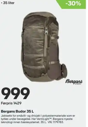 XXL Sport Bergans Budor 35 L tilbud