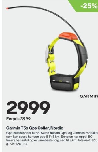 XXL Sport Garmin T5x Gps Collar, Nordic tilbud