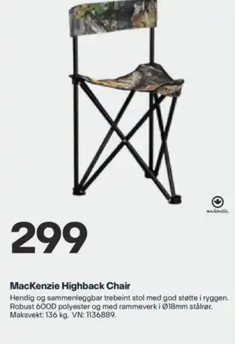 XXL Sport MacKenzie Highback Chair tilbud