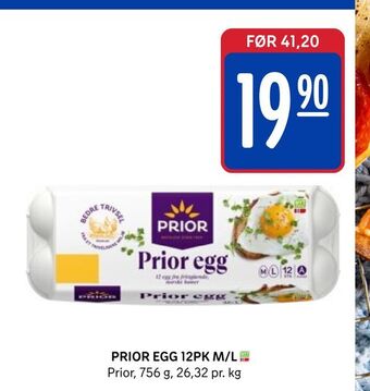 Rema 1000 Prior egg 12pk m/l tilbud