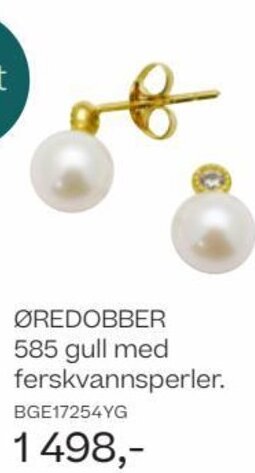 Bjørklund Øredobber 585 gull med Ferskvannsperler tilbud