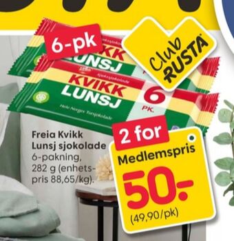 Rusta Kvikk lunsj sjokoladebar tilbud