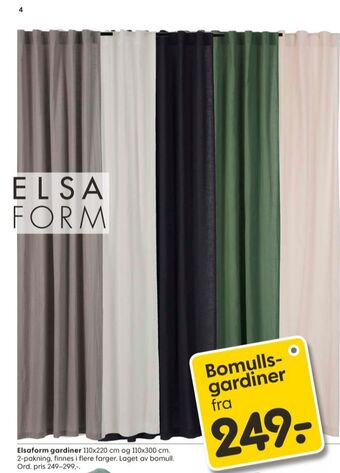 Rusta Elsaform gardin tilbud