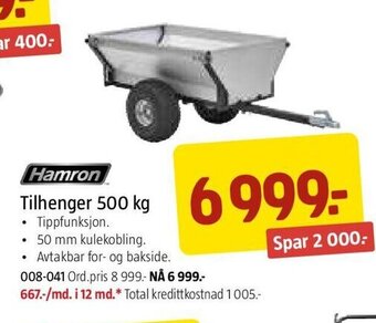 Jula Tilhenger 500 kg tilbud