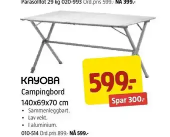 Jula Campingbord 140x69x70cm tilbud