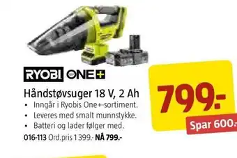 Jula Håndstøvsuger 18 V, 2 Ah tilbud