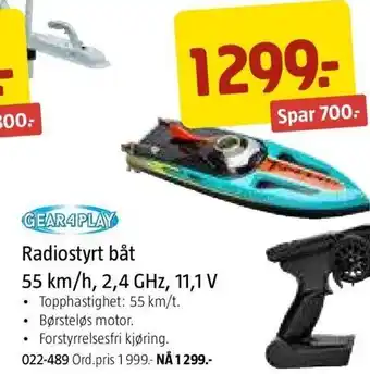 Jula Radiostyrt Båt 55km/h 2.4 GHz, 11.11 V tilbud